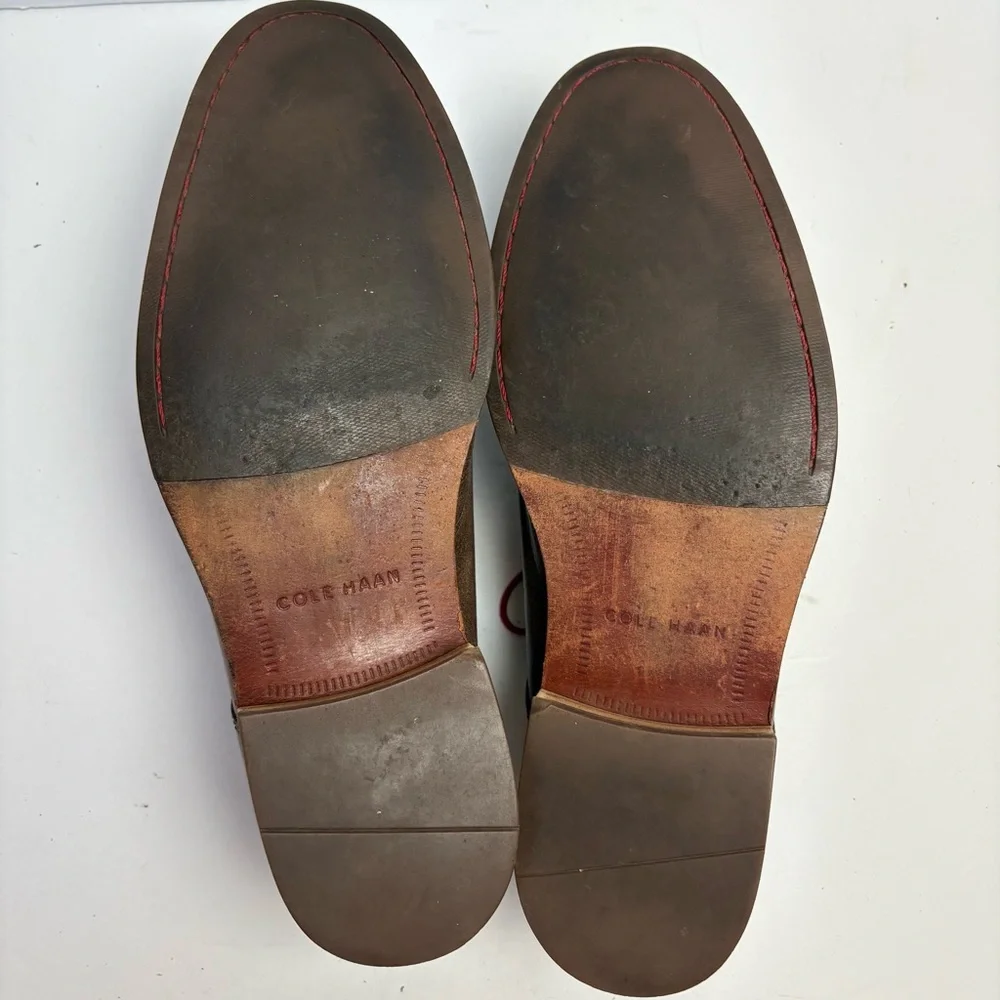 Cole Haan Williams Brown and Red Laces Derby Oxfords Distressed Leather 10.5 M